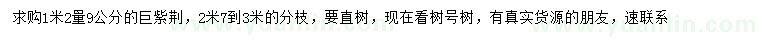 求購1.2米量9公分巨紫荊