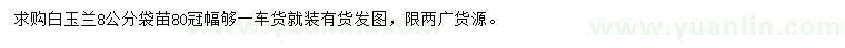 求購8公分白玉蘭