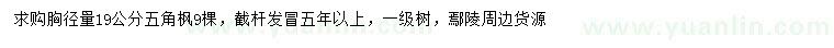 求購胸徑19公分五角楓