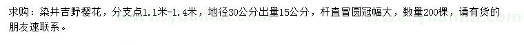 求購(gòu)30量15公分染井吉野櫻花