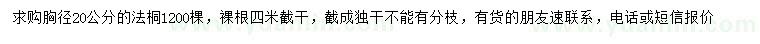求購胸徑20公分法桐