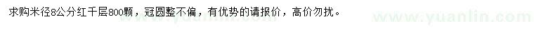 求購(gòu)米徑8公分紅千層