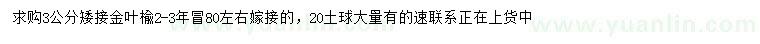 求購3公分矮接金葉榆