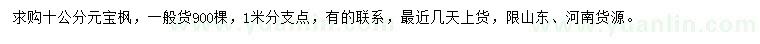求購10公分元寶楓