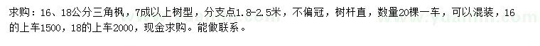 求購16、18公分三角楓
