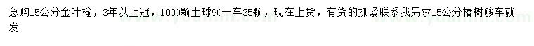 求購15公分金葉榆、椿樹