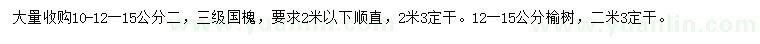 求購10、12、15公分國槐、12-15公分榆樹