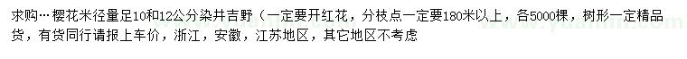 求購(gòu)米徑量足10、12公分櫻花
