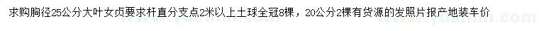 求購胸徑20、25公分大葉女貞