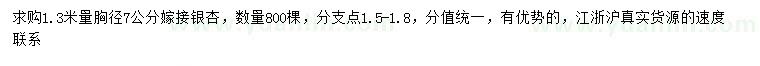 求購1.3米量胸徑7公分嫁接銀杏