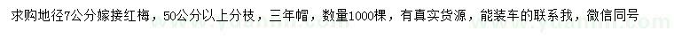 求購地徑7公分嫁接紅梅
