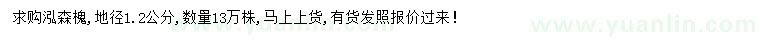 求購地徑1.2公分泓森槐