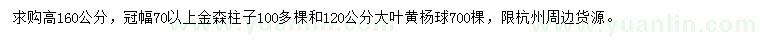 求購高160公分金森柱子、120公分大葉黃楊球
