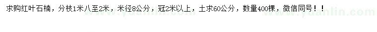求購米徑8公分紅葉石楠