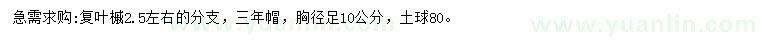 求購胸徑足10公分復葉槭