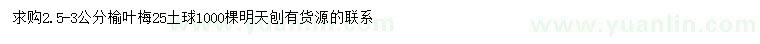 求購(gòu)2.5-3公分榆葉梅