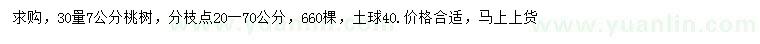 求購30公分量7公分桃樹