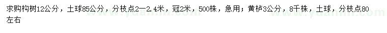求購12公分構(gòu)樹、3公分黃櫨