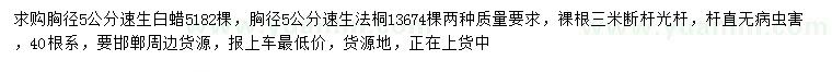 求購(gòu)胸徑5公分速生白蠟、速生法桐