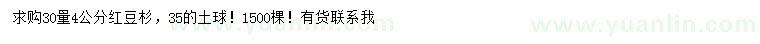 求購30量4公分紅豆杉