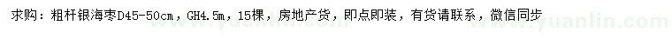 求購地徑45-50公分銀海棗