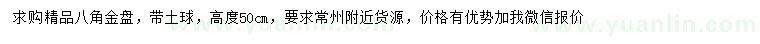求購高50公分八角金盤