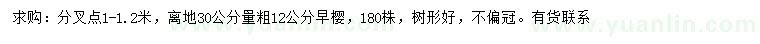 求購(gòu)30量12公分早櫻