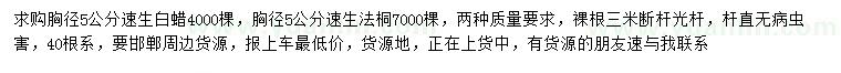求購胸徑5公分速生白蠟、速生法桐