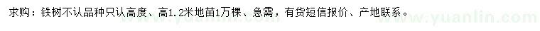 求購高1.2米鐵樹
