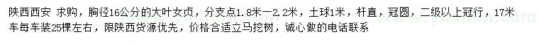 求購胸徑16公分大葉女貞
