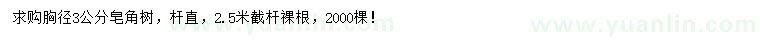 求購胸徑3公分皂角樹