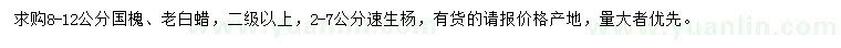 求購國槐、老白蠟、速生楊