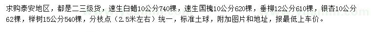求購速生白蠟、速生國槐、垂柳等