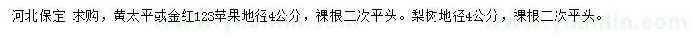 求購地徑4公分123蘋果、梨樹