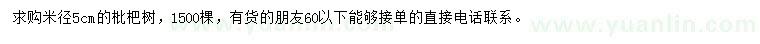 求購米徑5公分枇杷樹