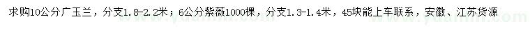 求購10公分廣玉蘭、6公分紫薇
