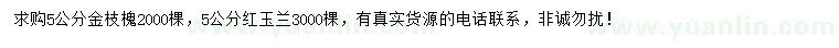 求購5公分金枝槐、紅玉蘭