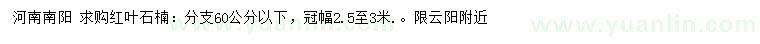 求購冠幅2.5-3米.紅葉石楠
