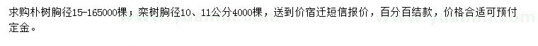 求購胸徑15-16公分樸樹、胸徑10-11公分欒樹