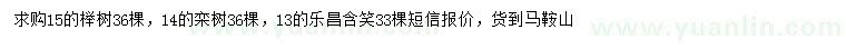 求購(gòu)櫸樹、欒樹、樂昌含笑