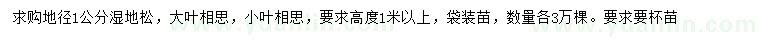 求購(gòu)濕地松、大葉相思、小葉相思