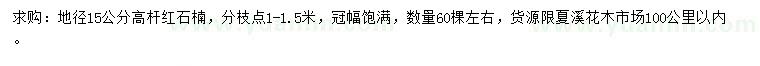 求購地徑15公分高桿紅石楠