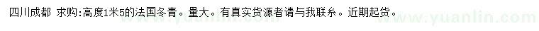 求購高度1.5米法國冬青