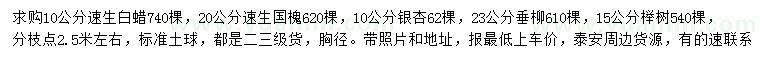 求購(gòu)速生白蠟、速生國(guó)槐、銀杏等