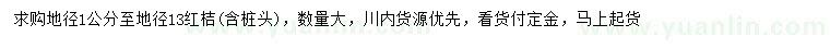 求購地徑1-13公分紅桔