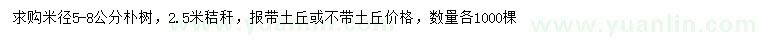 求購米徑5-8公分樸樹