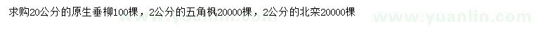 求購(gòu)垂柳、五角楓、北欒