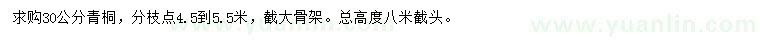 求購30公分青桐