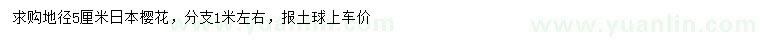 求購(gòu)地徑5公分日本櫻花