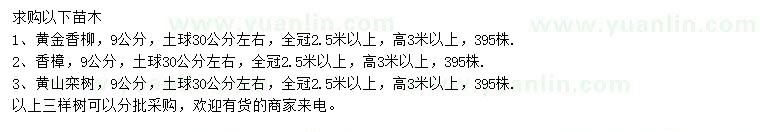 求購(gòu)黃金香柳、香樟、黃山欒樹(shù)